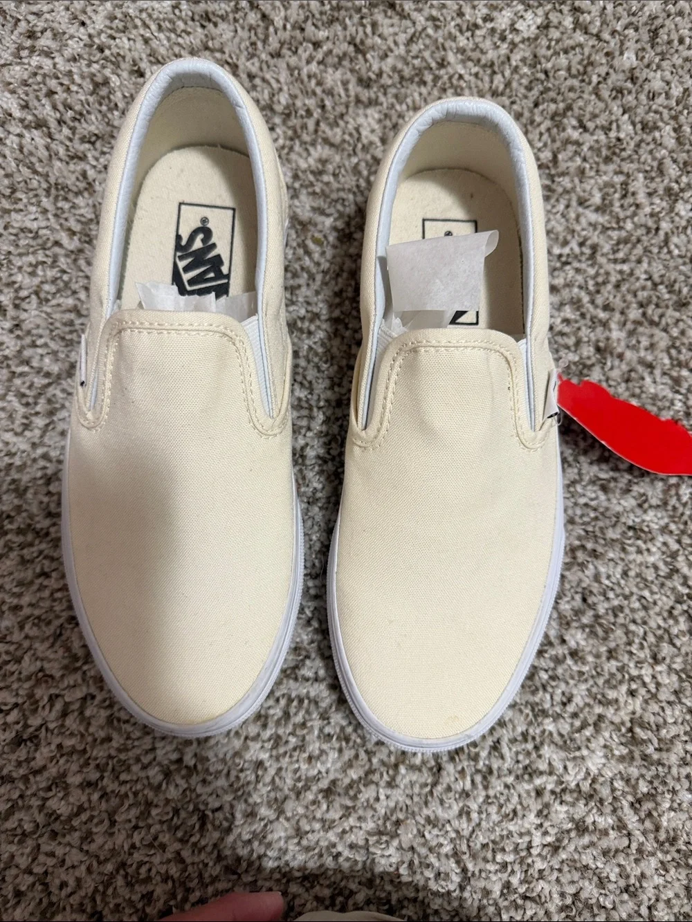 Vans Kids Slip-On Canvas Sneakers - Cream/White